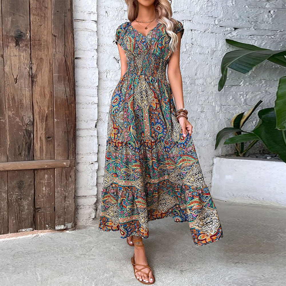 Lodowylabedz Summer Fashion Czeska sukienka z wysokim stanem