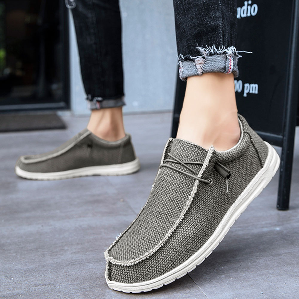Lodowylabedz Płócienne obuwie Męskie mokasyny Buty z tkaniny Buty rybackie
