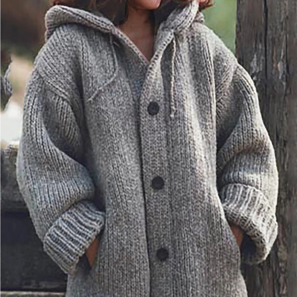 2022 jesienno-zimowa damska kurtka z kapturem w jednolitym kolorze o średniej długości