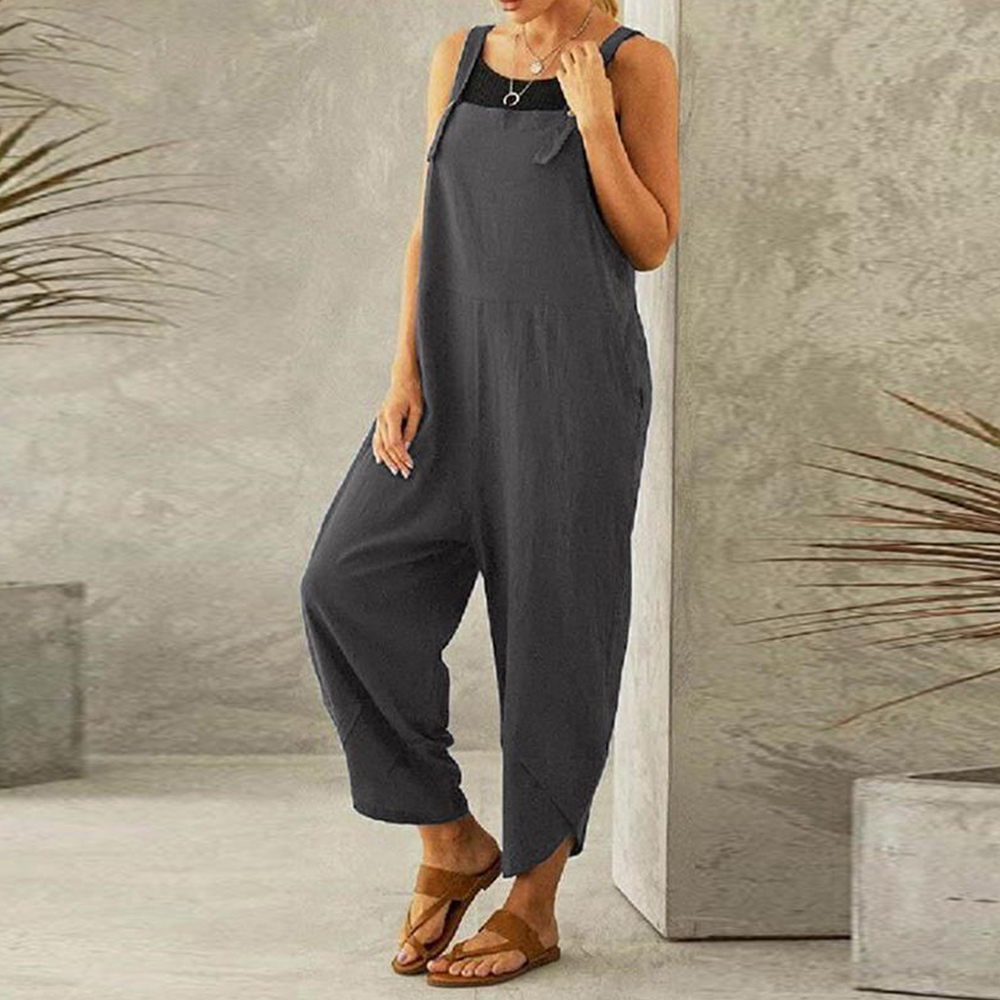 Lodowylabedz Nowe damskie krótkie ogrodniczki w jednolitym kolorze