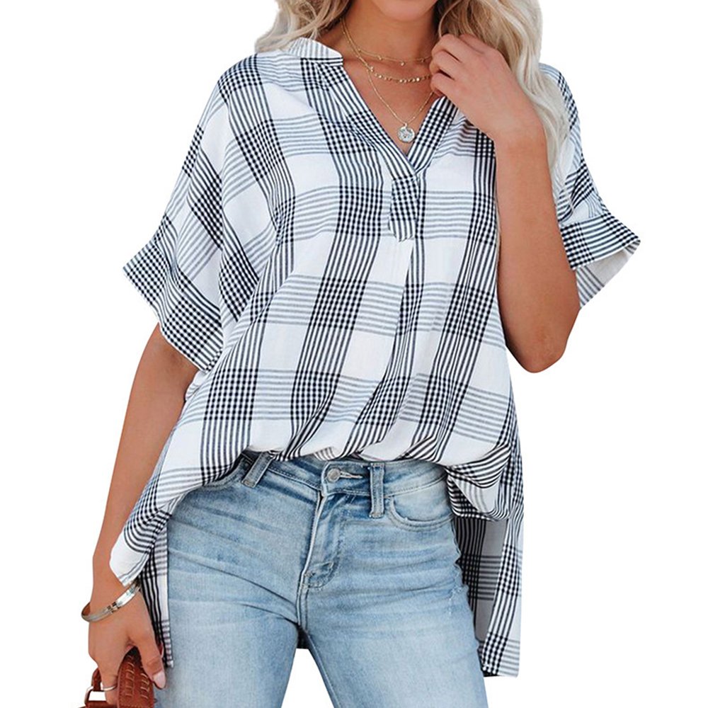Zingsee™ Thin baggy plaid shirt