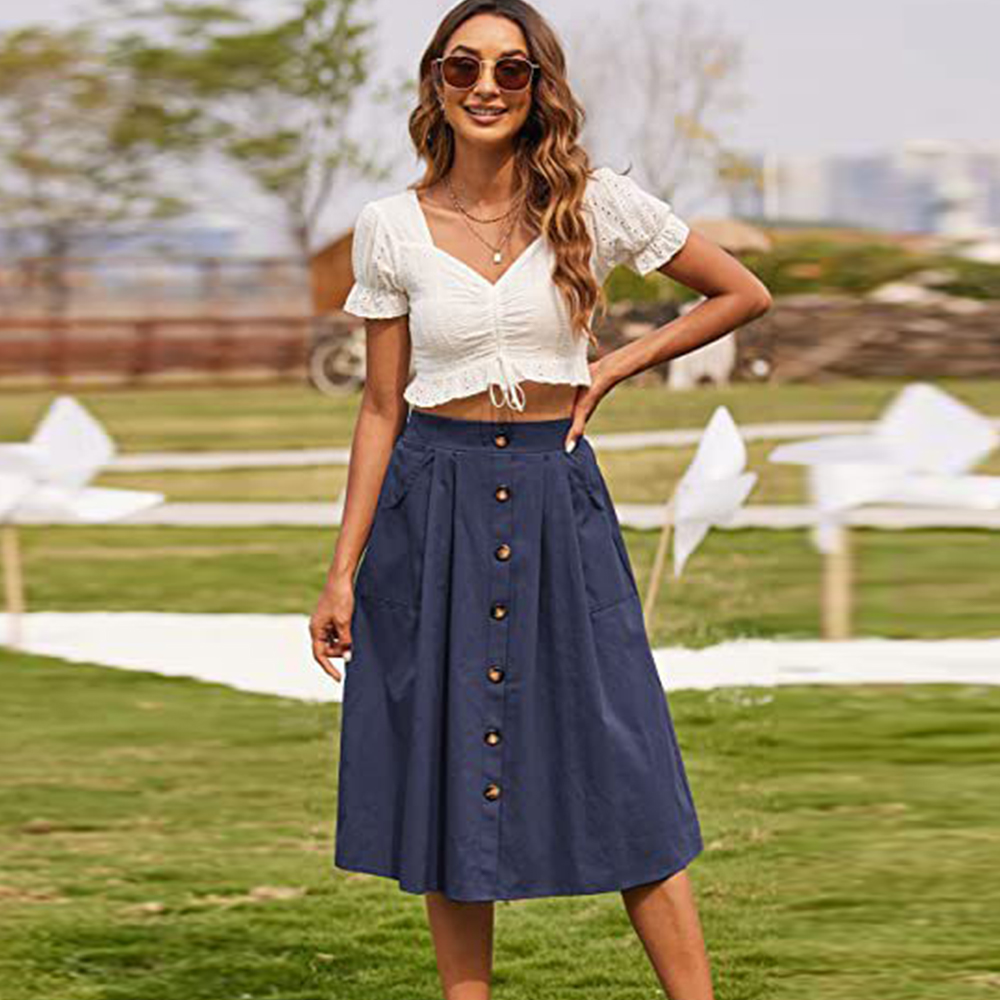 Lodowylabedz Swobodna spódnica w kształcie litery A. Spódnica z wysokim stanem