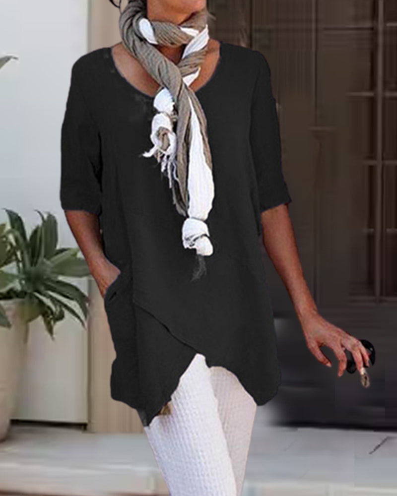 Asymetryczna bluzka w jednolitym kolorze