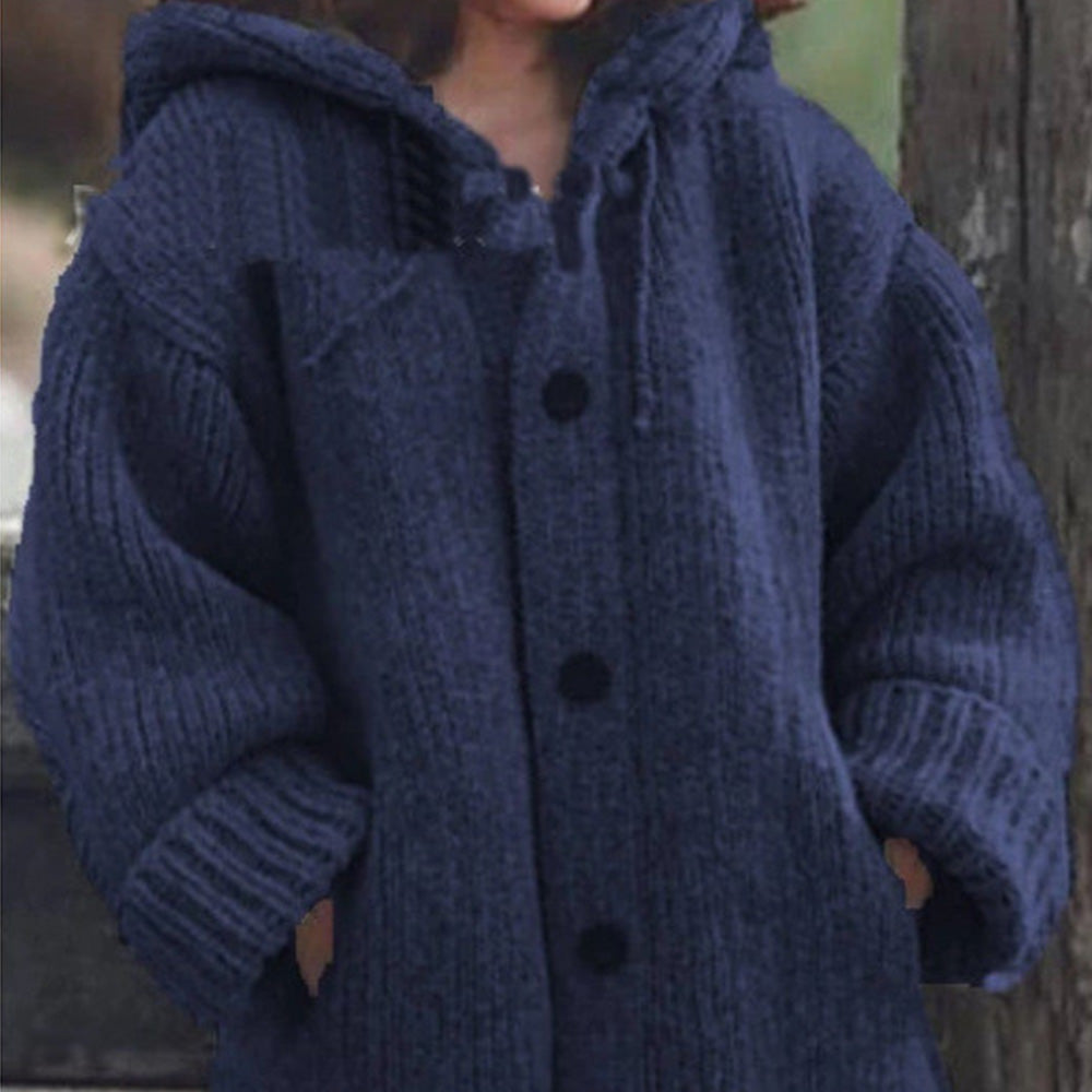 2022 jesienno-zimowa damska kurtka z kapturem w jednolitym kolorze o średniej długości