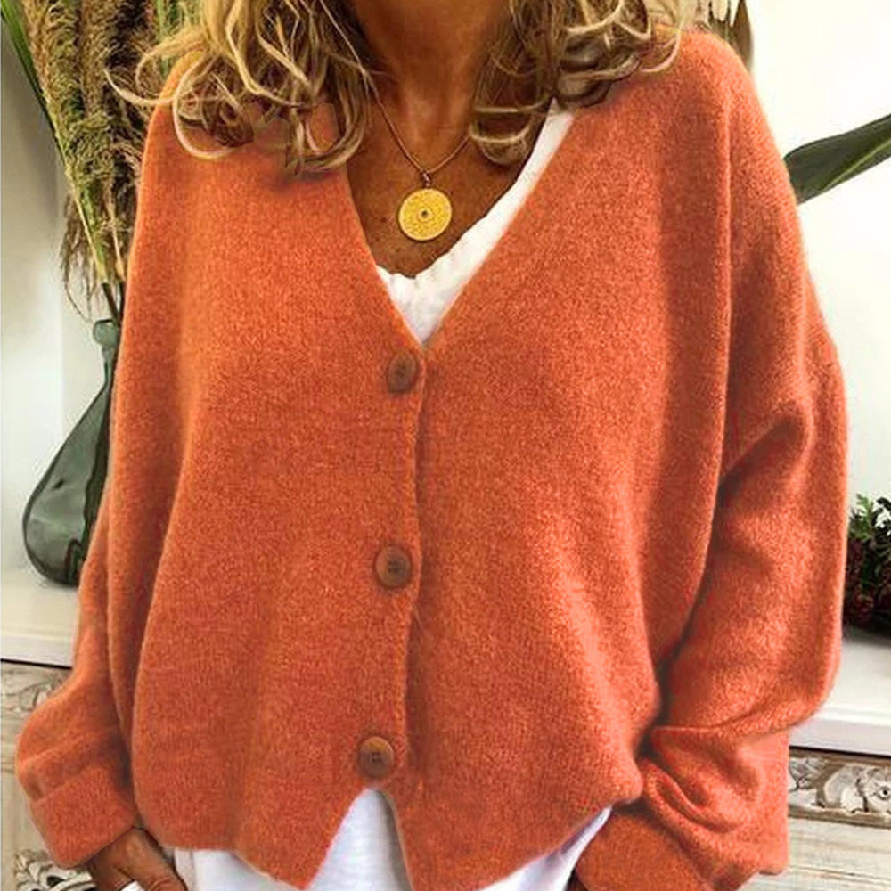 Jesienny i zimowy nowy damski luźny sweter z dekoltem w szpic