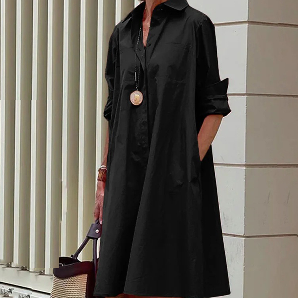 Lodowylabedz Wiosenna, luźna, lniana sukienka koszulowa