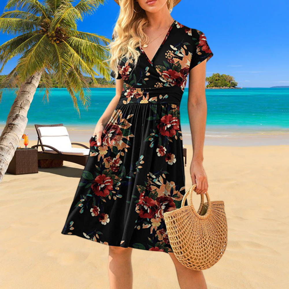 Lodowylabedz Sukienka midi z krótkimi rękawami i kieszeniami