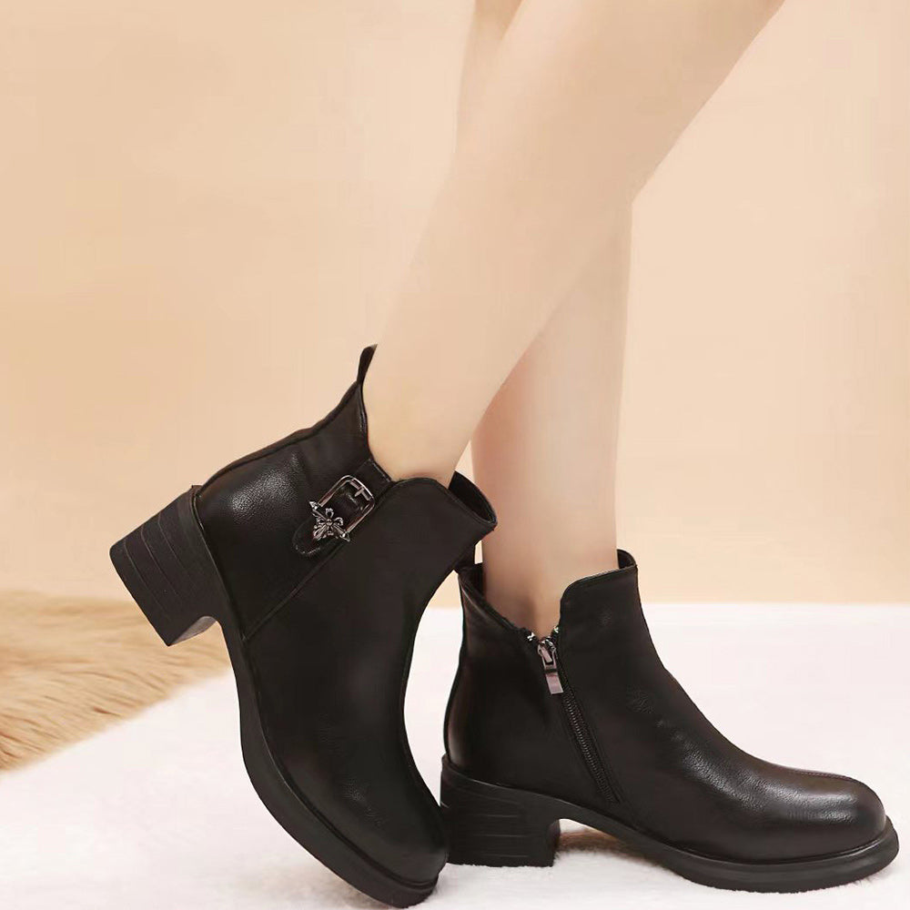 Nowe damskie jesienne i zimowe modne buty z metalową klamrą z grubym dolnym zamkiem Martin