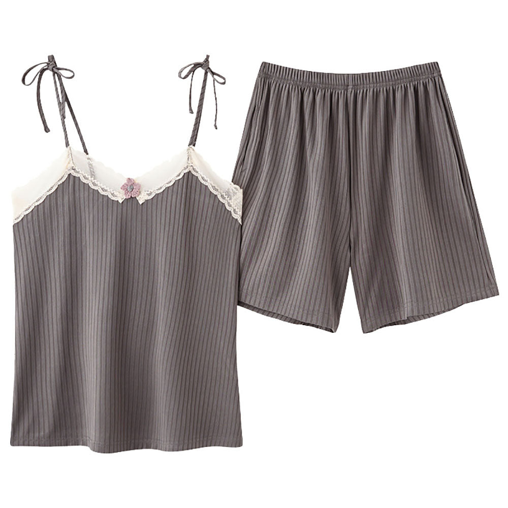 2022 Nowe damskie piżamy koronkowe szorty z szelkami cienkie dwa zestawy