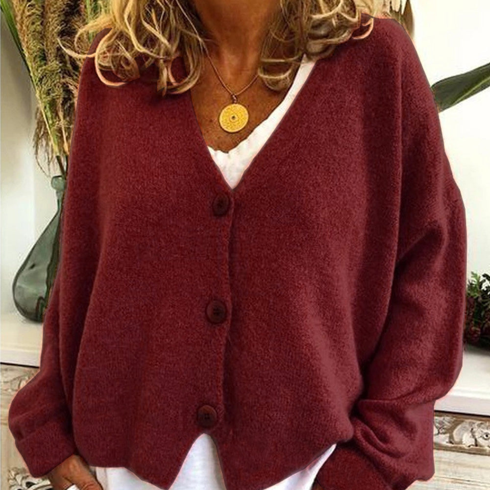 Jesienny i zimowy nowy damski luźny sweter z dekoltem w szpic