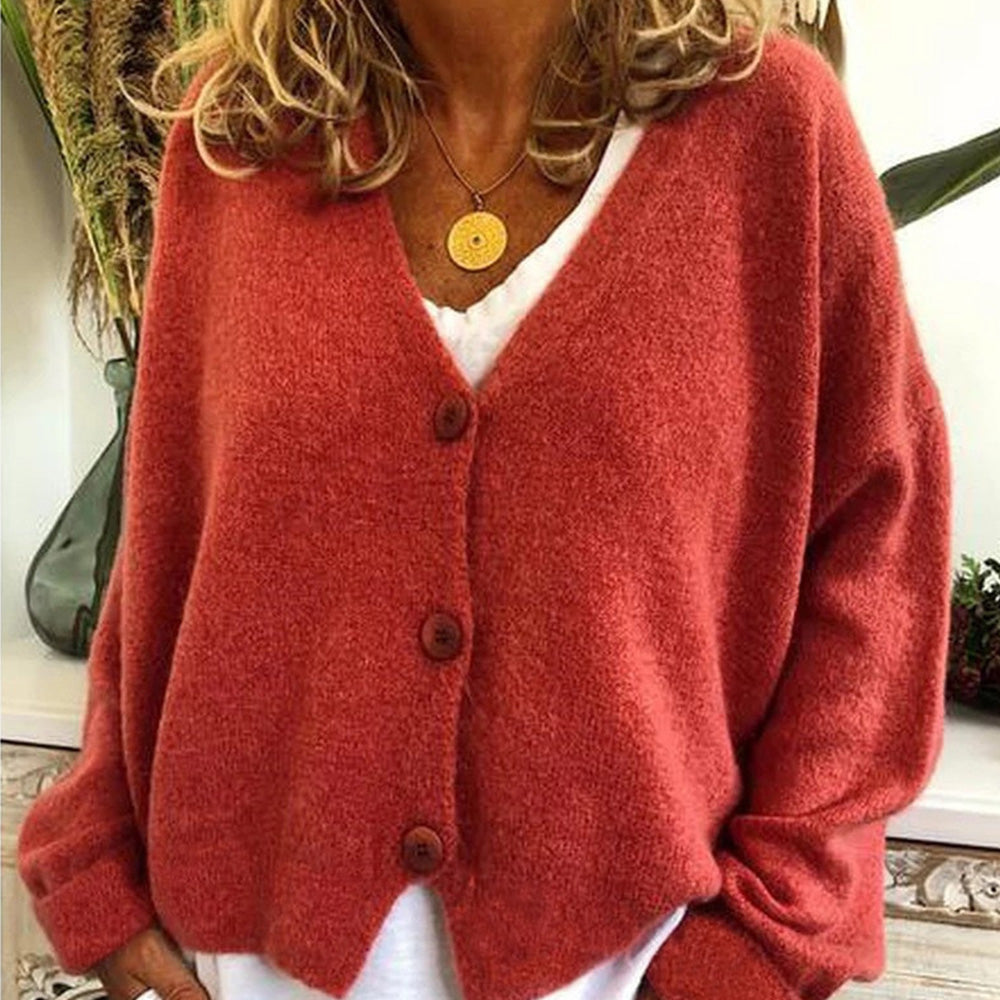 Jesienny i zimowy nowy damski luźny sweter z dekoltem w szpic