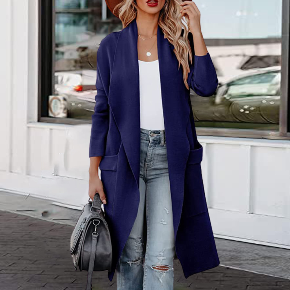 Lodowylabedz Casualowy długi wysokiej klasy damski płaszcz wełniany