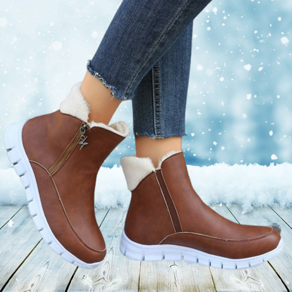 2022 jesienno-zimowy damski zamek polarowy plus aksamitne grube ciepłe botki