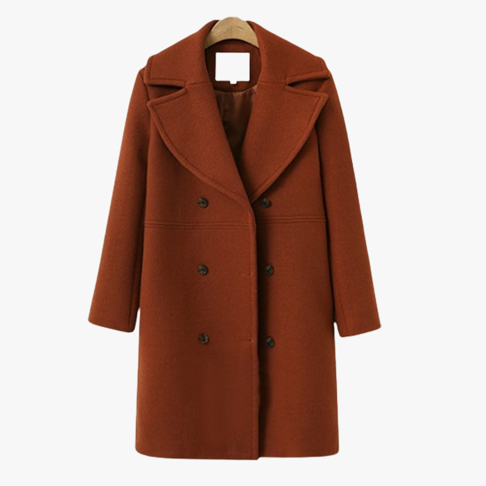 Nowa jesienno-zimowa dwurzędowa wełniana kurtka wełniana damska