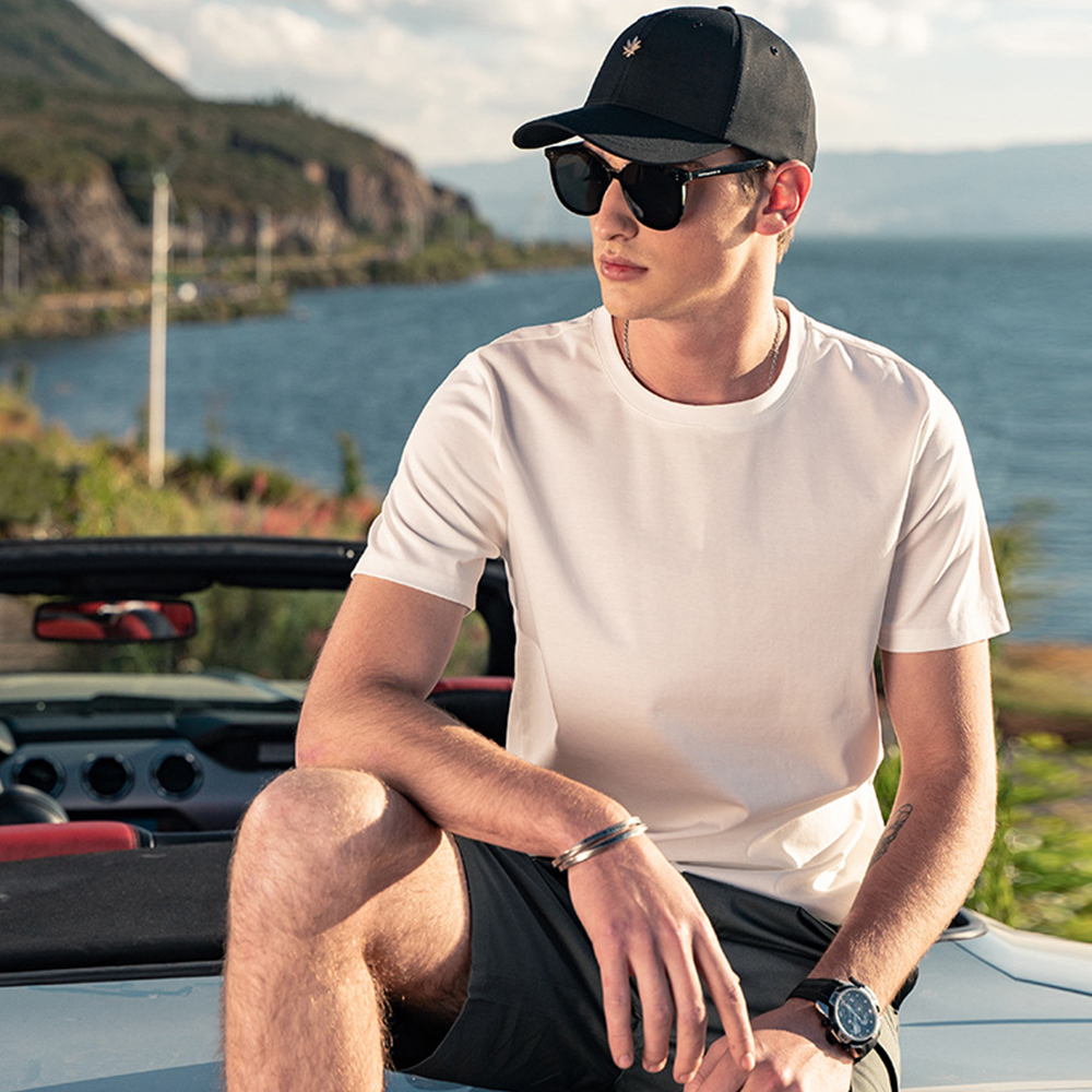 Lodowylabedz Męska koszulka Cool Ice Silk Cotton z okrągłym dekoltem i krótkimi rękawami