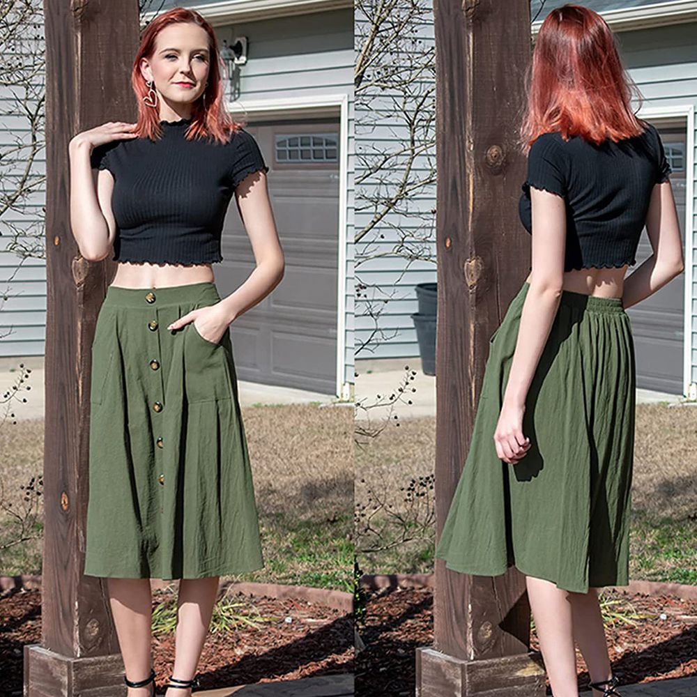 Lodowylabedz Swobodna spódnica w kształcie litery A. Spódnica z wysokim stanem