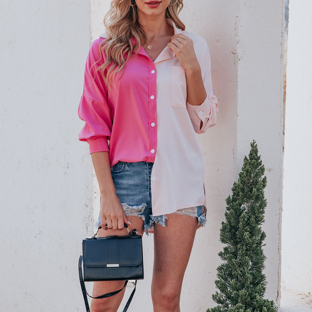 Koszula jednorzędowa w kolorowe bloki