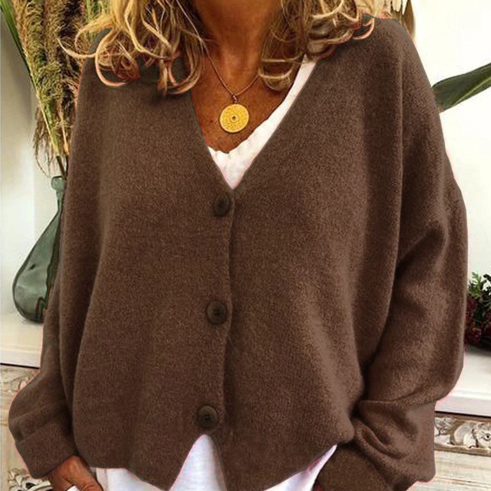 Jesienny i zimowy nowy damski luźny sweter z dekoltem w szpic