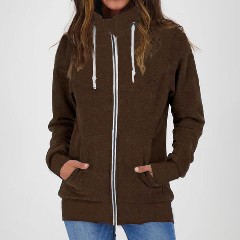 Lodowylabedz Damska bluza z kapturem i zamkiem błyskawicznym w jednolitym kolorze