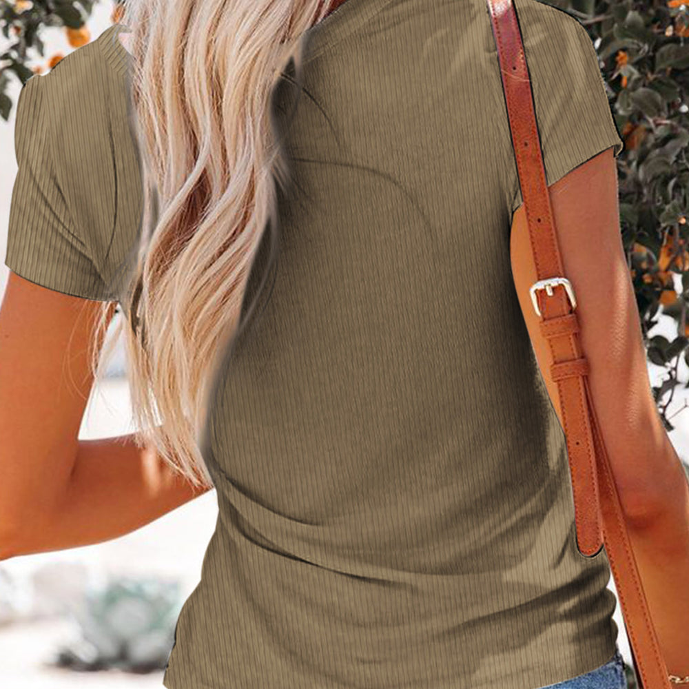 Bawełniane krótkie rękawy z dekoltem V