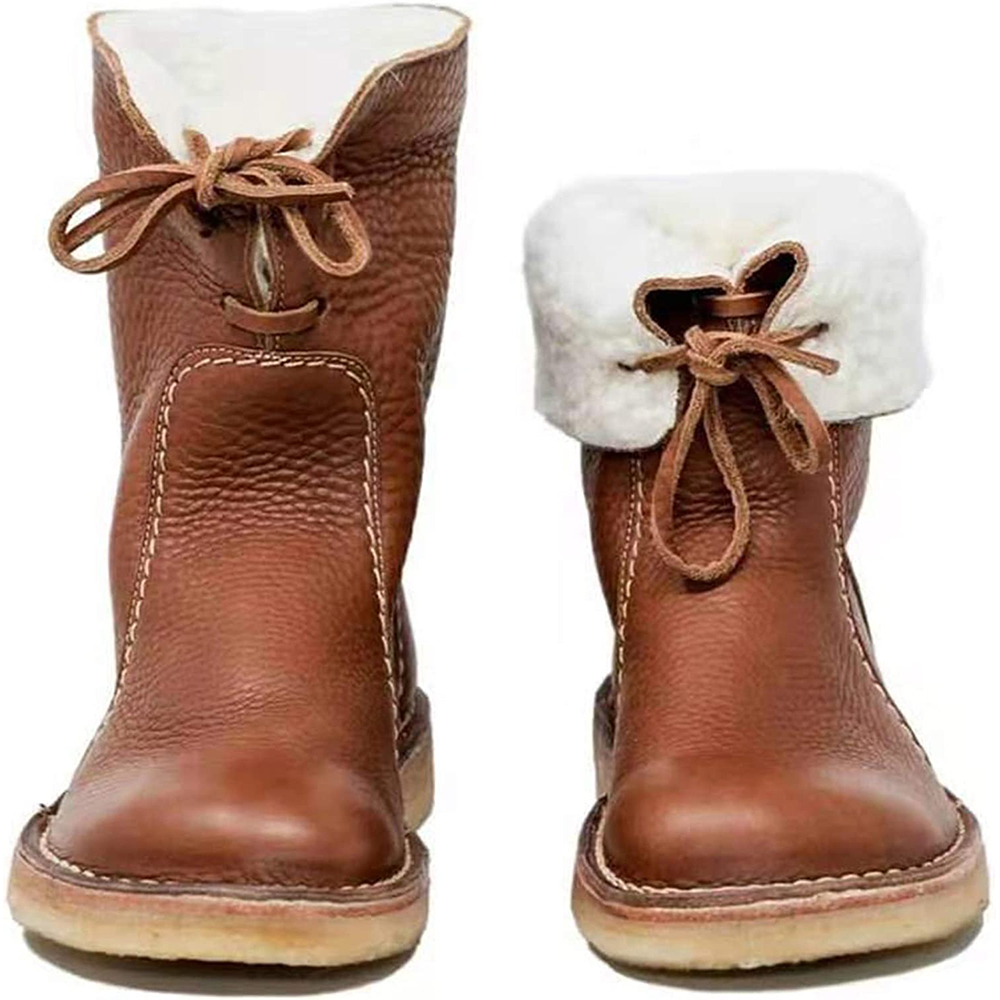 Ręcznie robione sznurowane ciepłe skórzane buty dla kobiet