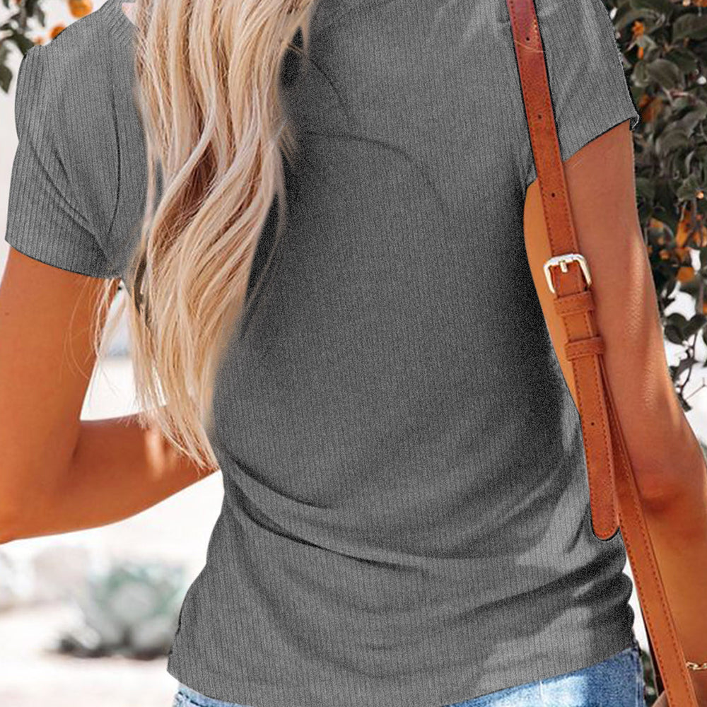 Bawełniane krótkie rękawy z dekoltem V