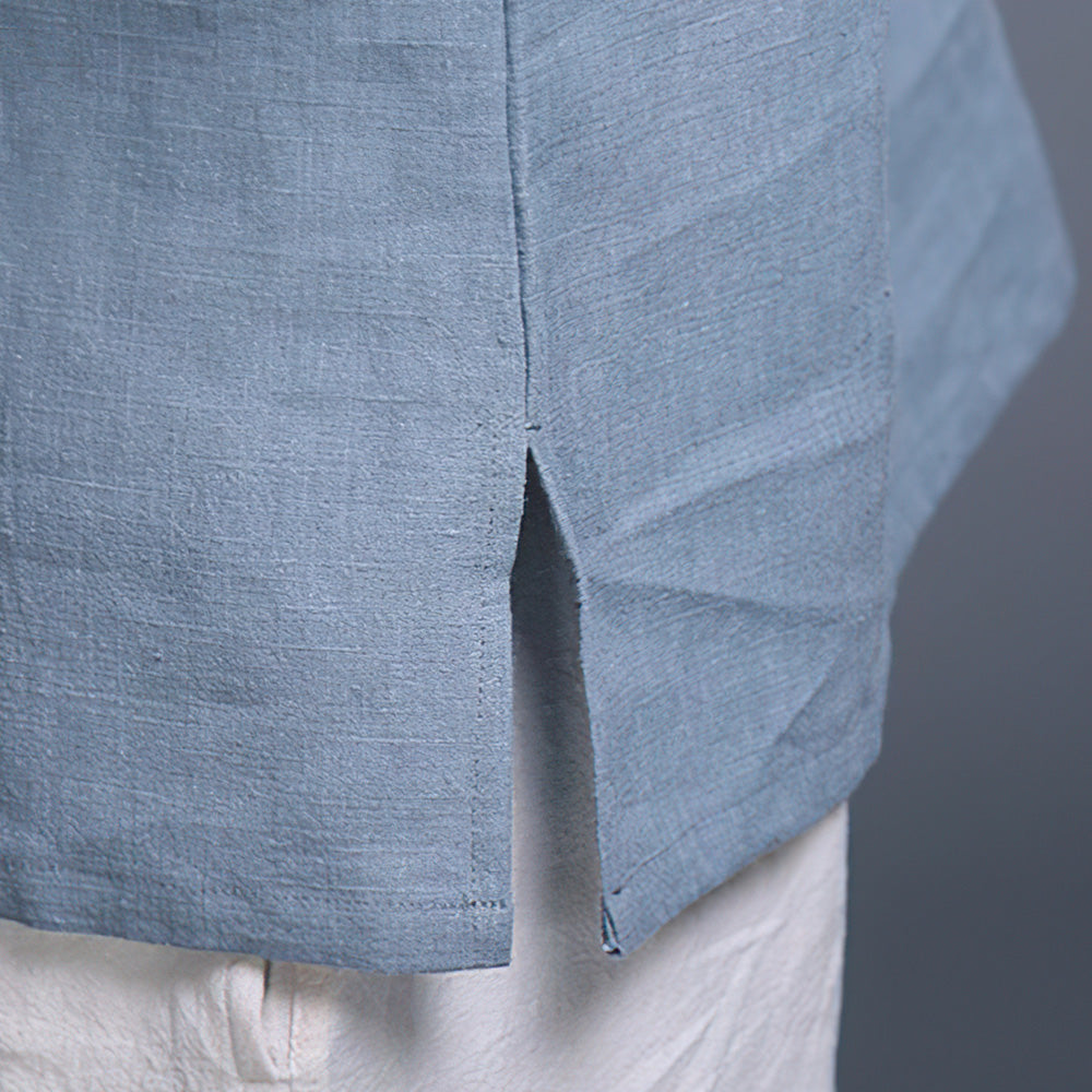 Lodowylabedz Luźne bawełniane lniane rękawy z dekoltem w serek