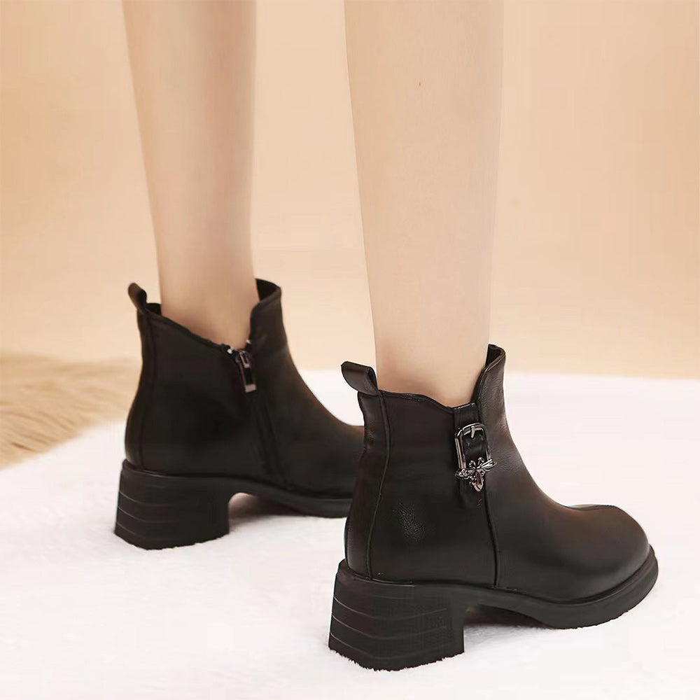 Nowe damskie jesienne i zimowe modne buty z metalową klamrą z grubym dolnym zamkiem Martin