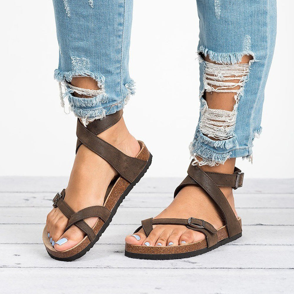 Lodowylabedz Plus Size Cross Band Roma Płaskie Sandały Dla Kobiet