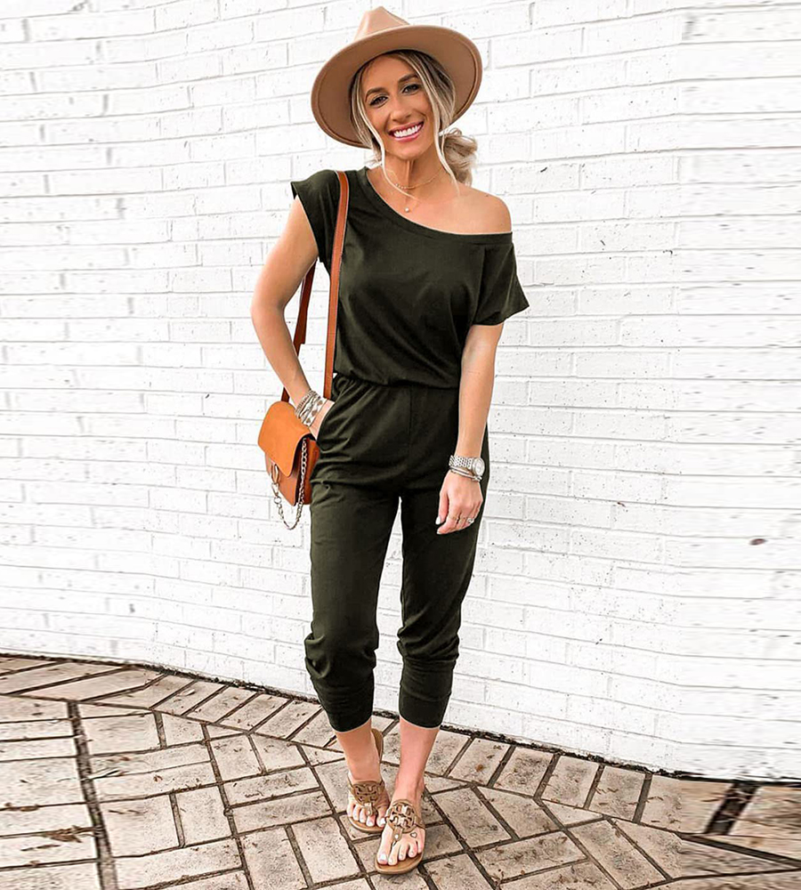 Lodowylabedz™ Modny swobodny kombinezon z kieszeniami z krótkim rękawem