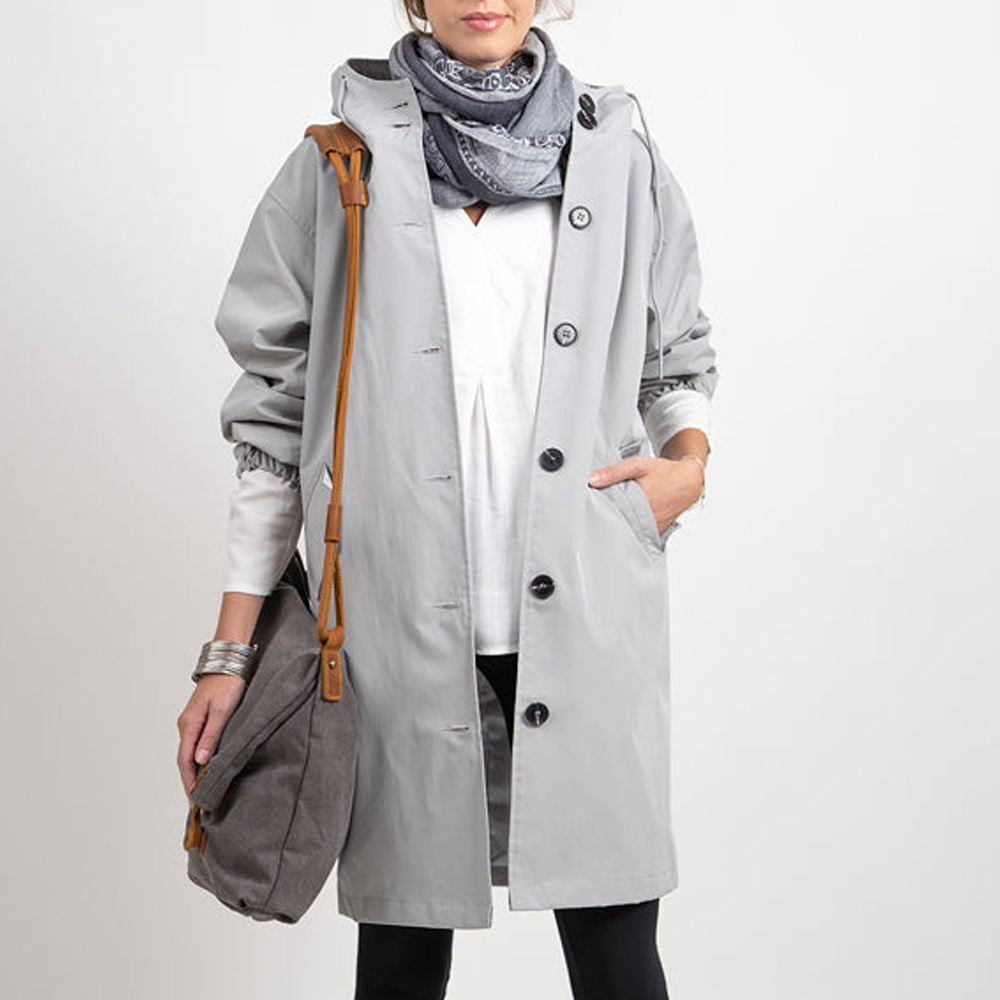 Lodowylabedz™ Damski wodoodporny trencz oversize z kapturem