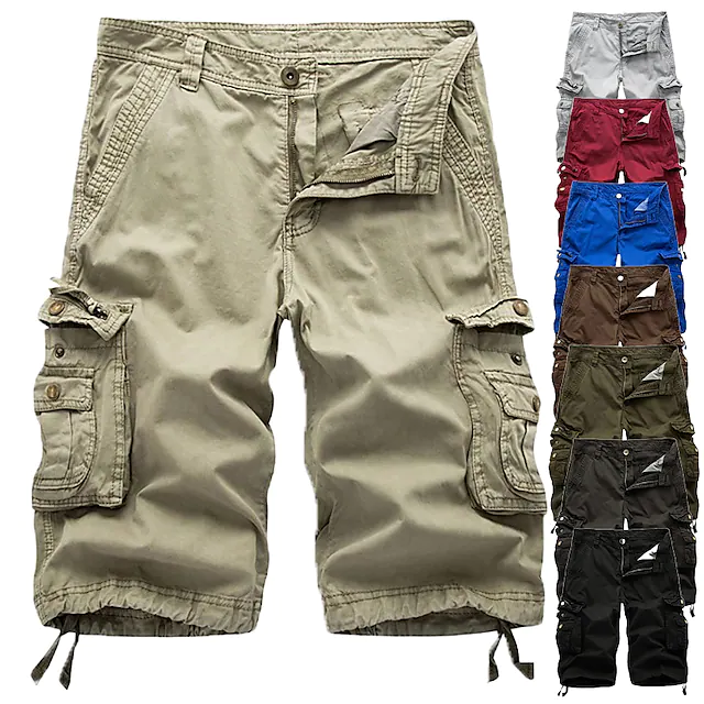 Prikkdans™ Ensfarget Cargo-shorts for menn
