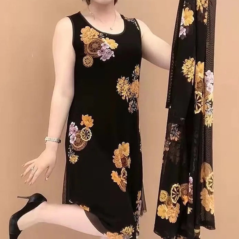 kjole med blomstertrykk for kvinner
