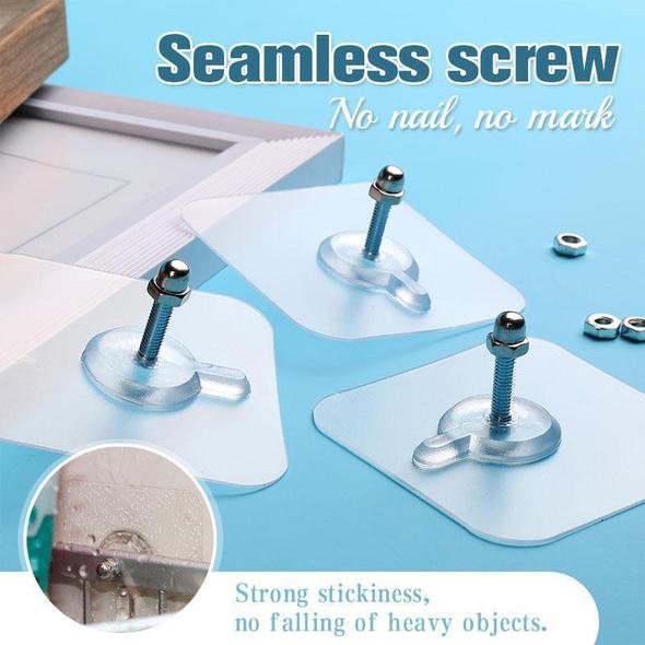 10pcs Nail Free Wall Hook Screw Adhesive Non-trace No Drilling For Bathroom Kitchen