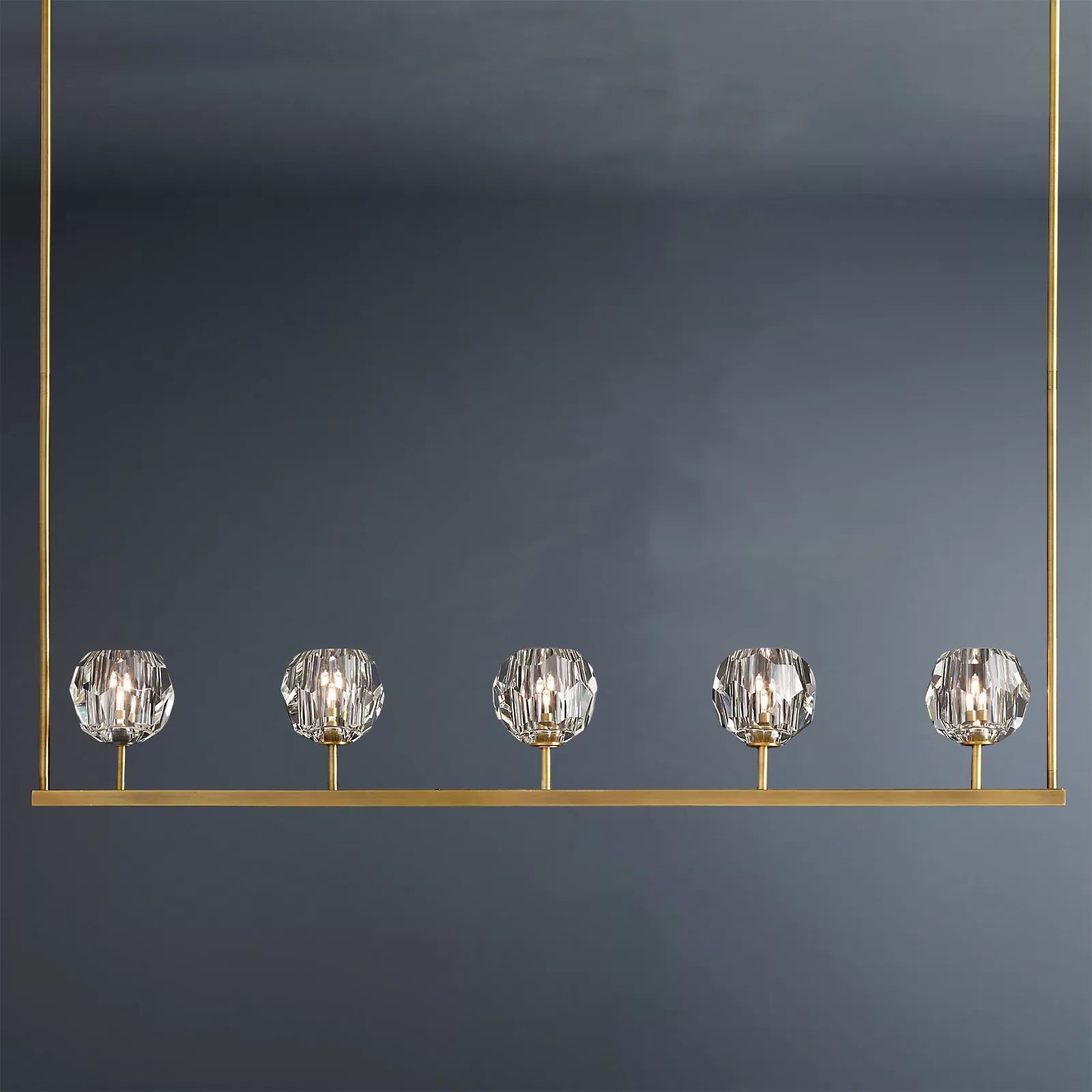 Boule De Crystal Ball Clear/Smoke Glass Linear Chandelier 48"-konalight