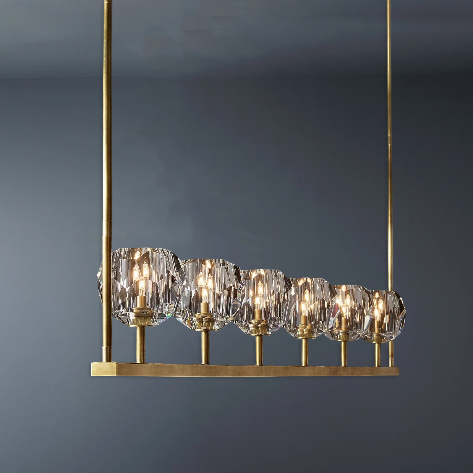 Boule De Crystal Ball Clear/Smoke Glass Linear Chandelier 60"-konalight