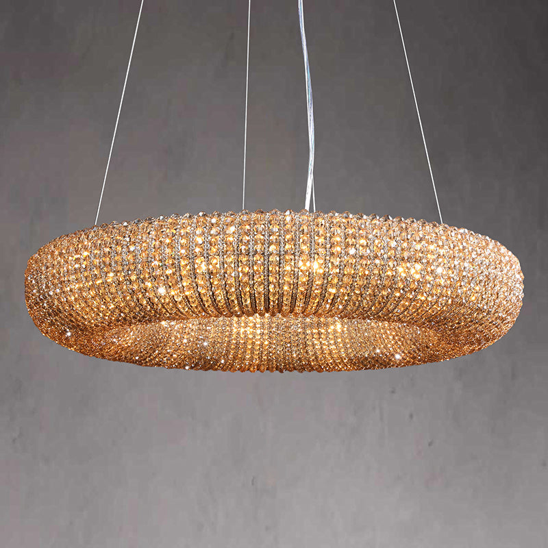 Smoke Crystal Aureola Round Chandelier 32" 41"-konalight