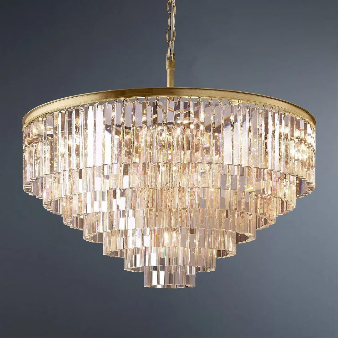 Multi-tier Crystal 1920s Odeon Round Chandelier Modern Lighting D44"-konalight