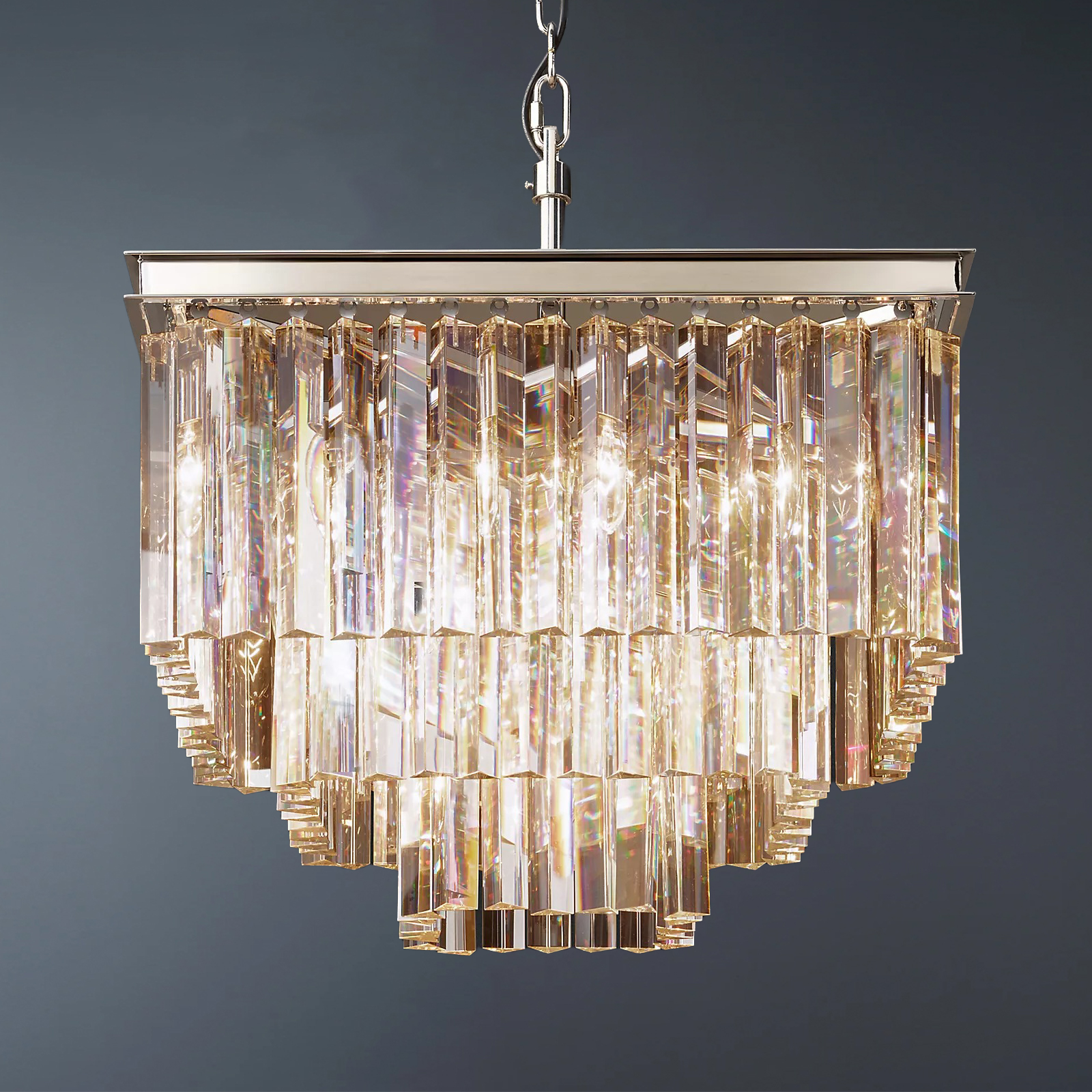Multi-tier 1920s Odeon Crystal Rectangular Chandelier Modern Lighting 22"-konalight