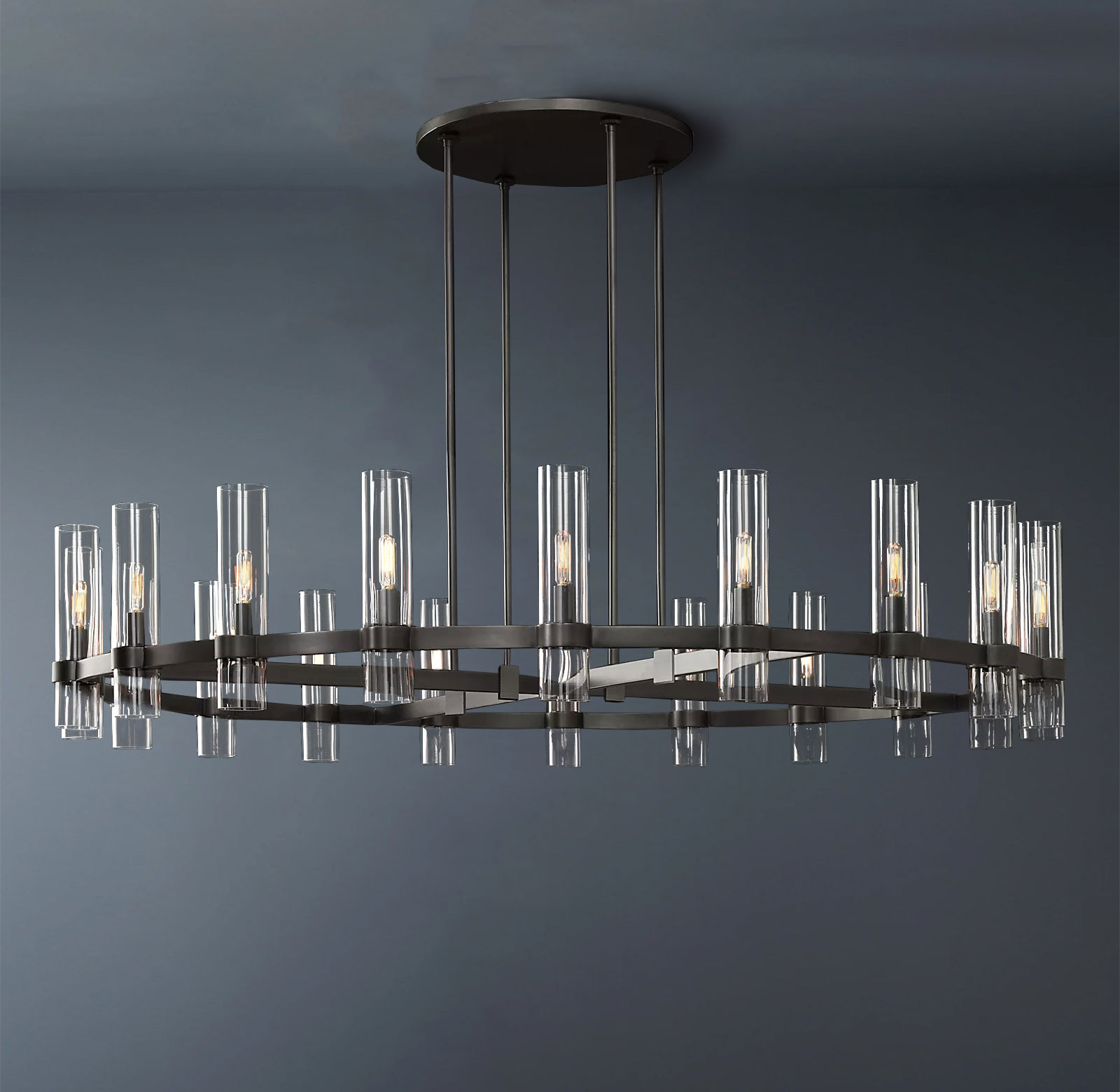Ravelle Round Minimalist Glass Chandelier 60"-konalight