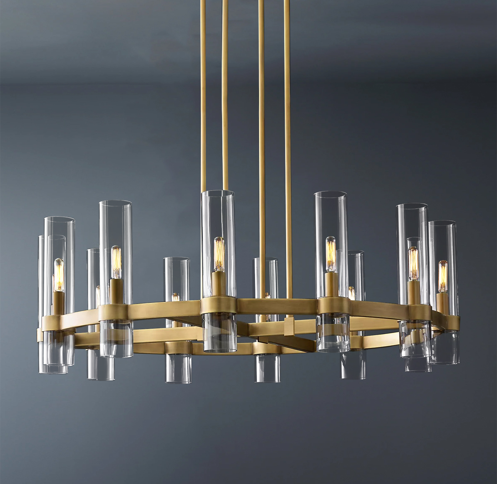 Ravelle Round Minimalist Glass Chandelier 36"-konalight