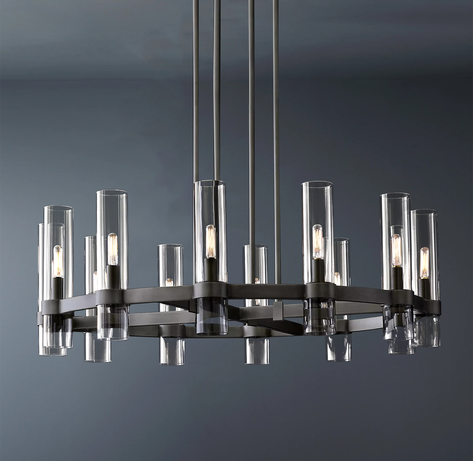 Ravelle Round Minimalist Glass Chandelier 30"-konalight