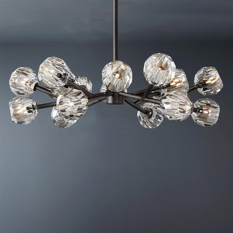 Boule De Multi-faceted Cut Clear Crystal Ball Chandelier 18-Light 36"-konalight