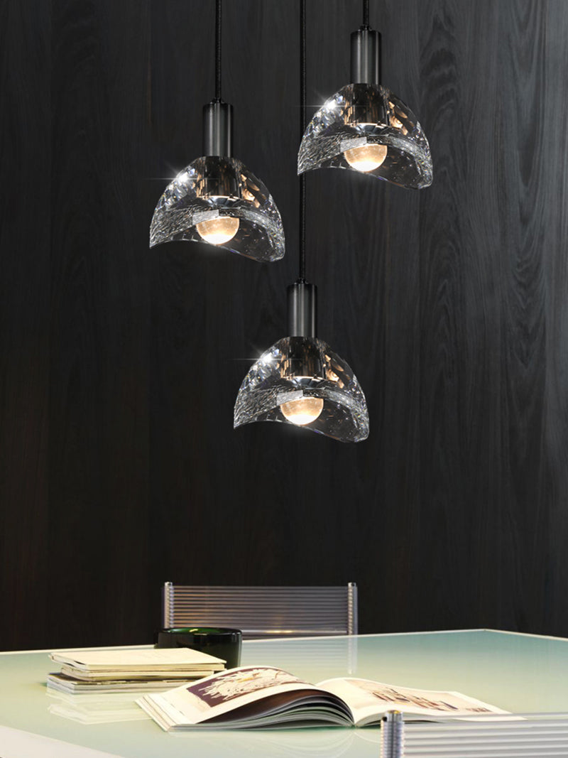 Dining Room Crystal Pendant Light Black-konalight