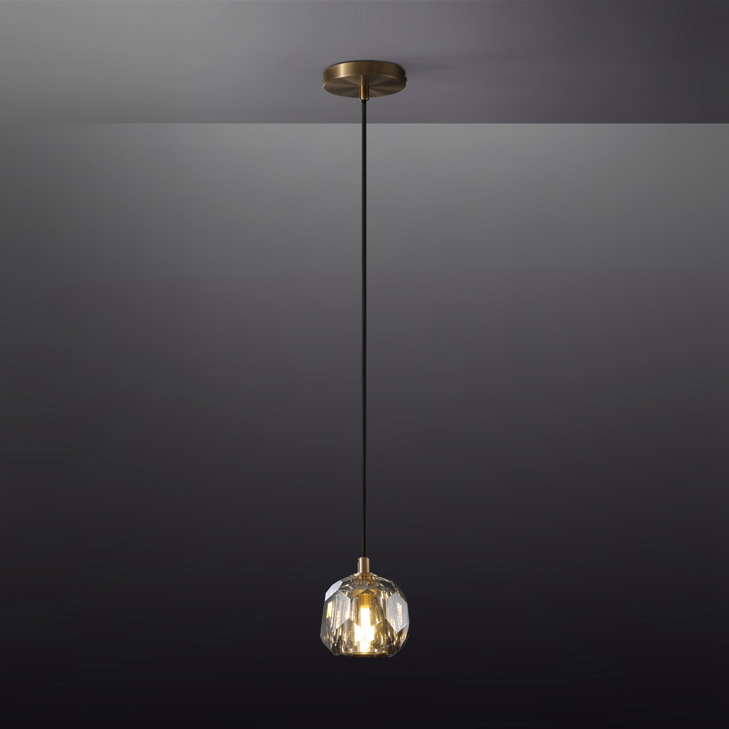 Boule De Clear/Smoke Glass Cord Pendant Light-konalight