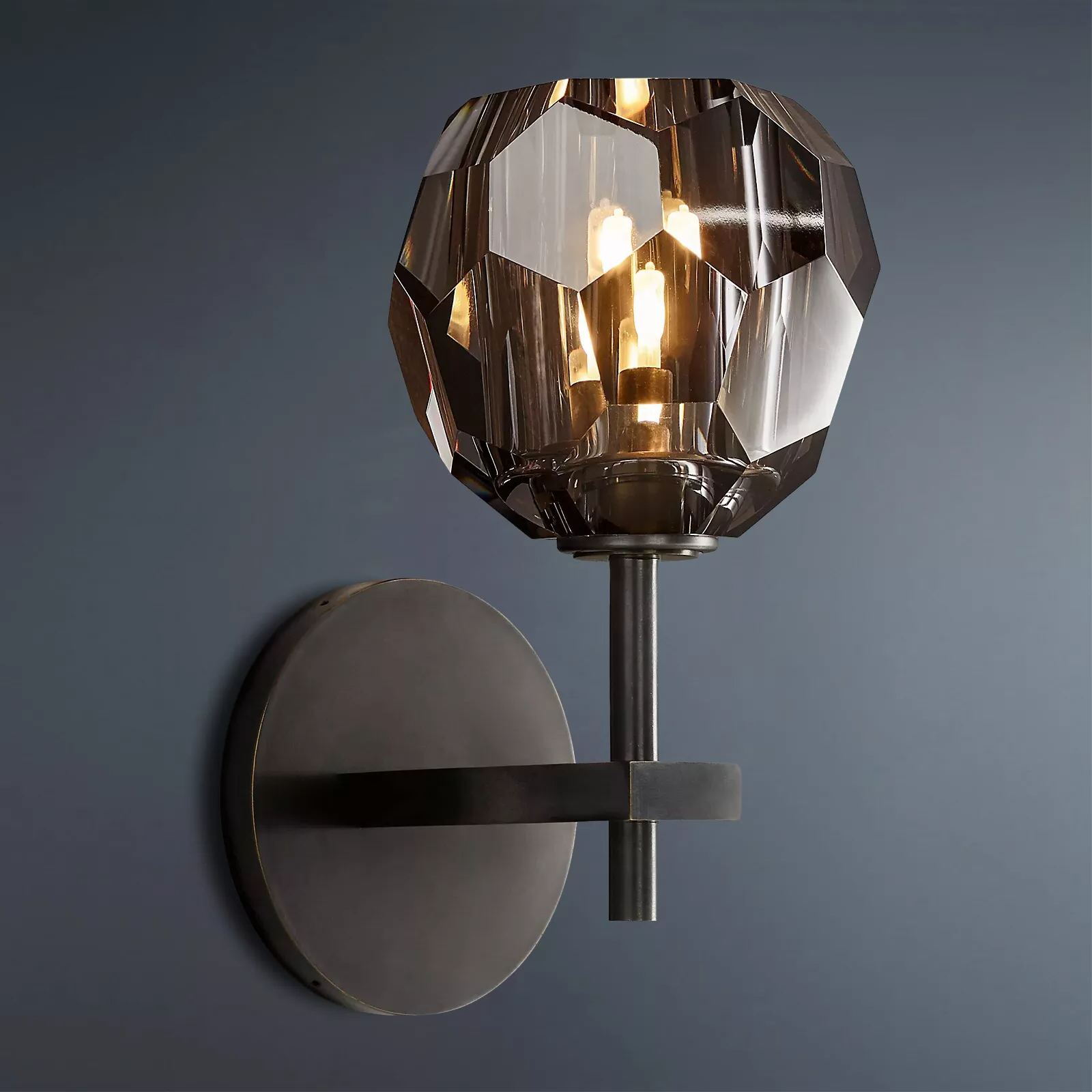 Boule De Crystal Ball Clear/Smoke Glass Wall Sconce-konalight