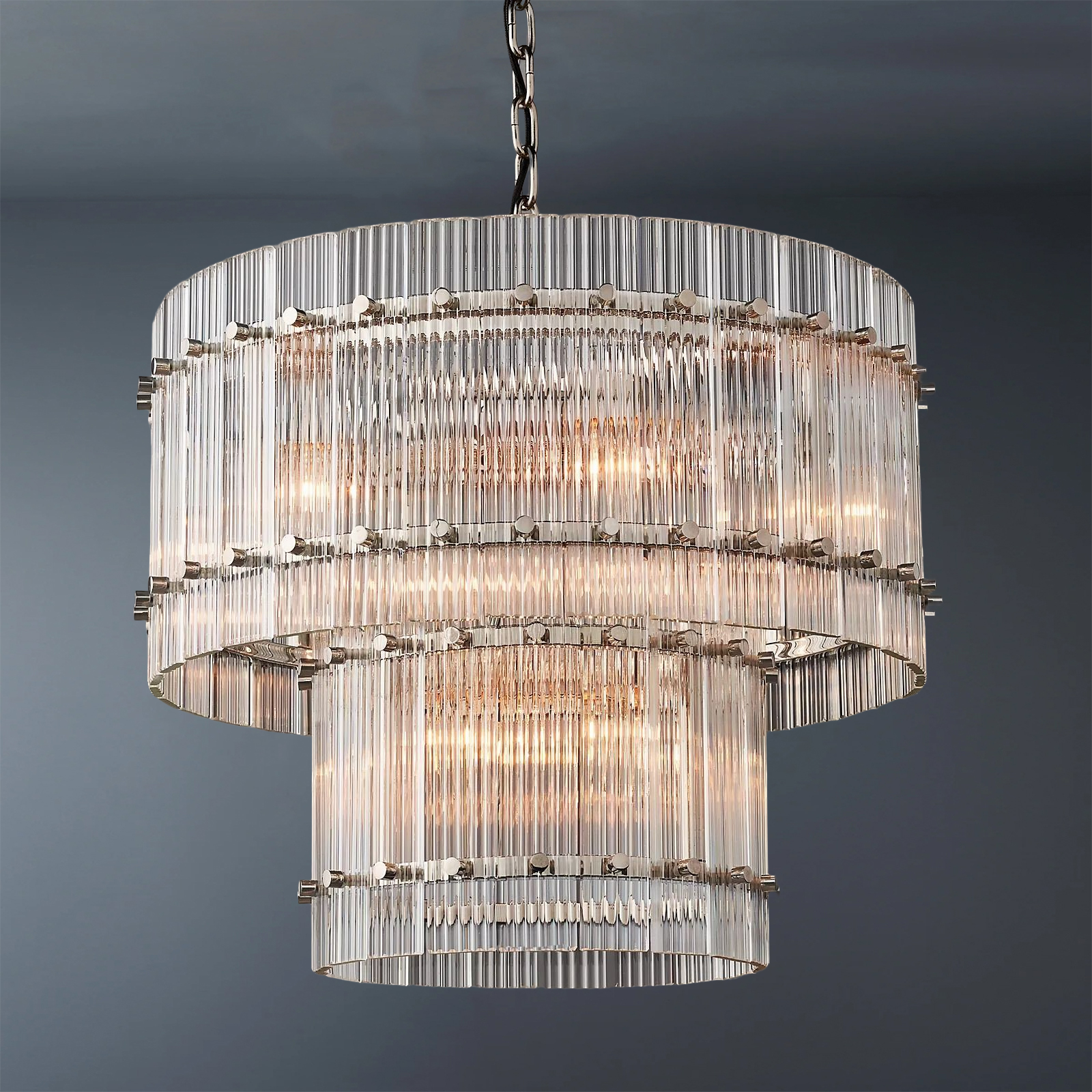 San  Modern 2-Tier Round Chandelier 22" For Living Room-konalight
