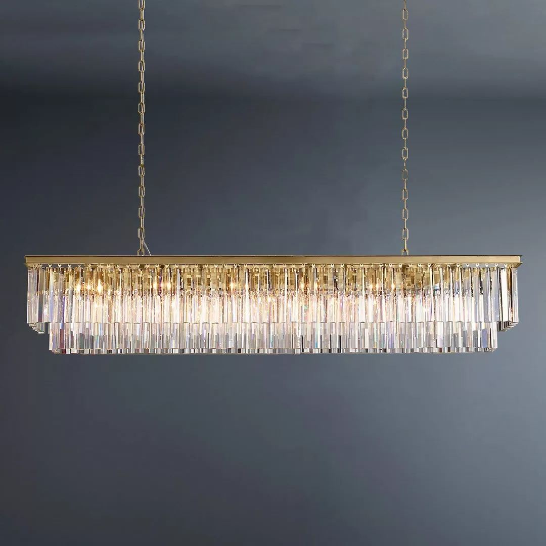 2-Tier Crystal 1920s Odeon Rectangular 
 Chandelier L71"-konalight