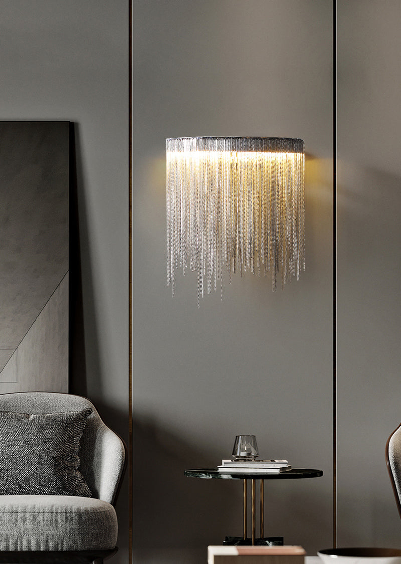 Modern ARC Aluminum Chain Wall Sconce-konalight