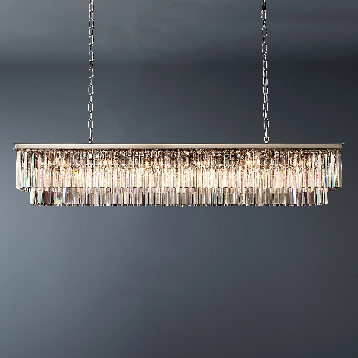 2-Tier Crystal 1920s Odeon Rectangular 
 Chandelier L71"-konalight